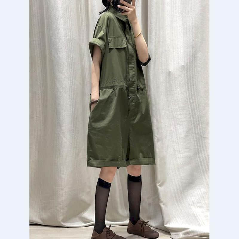 Vintage Jumpsuit Wide Leg Shorts Bodysuit High Waist Loose Workwear Pants Overall Large Size Playsuit Women Clothing One-pieces