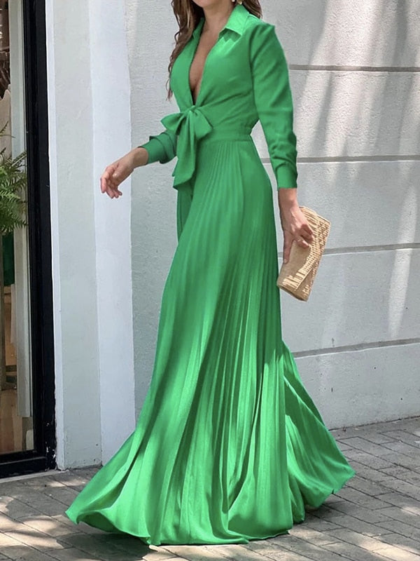 Onecozyday Stylish Sleeveless Lace-Up Pleated Deep V-Neck Sexy Jumpsuits Summer Vacation Party Prom Jump Suits For Women Long Sleeve