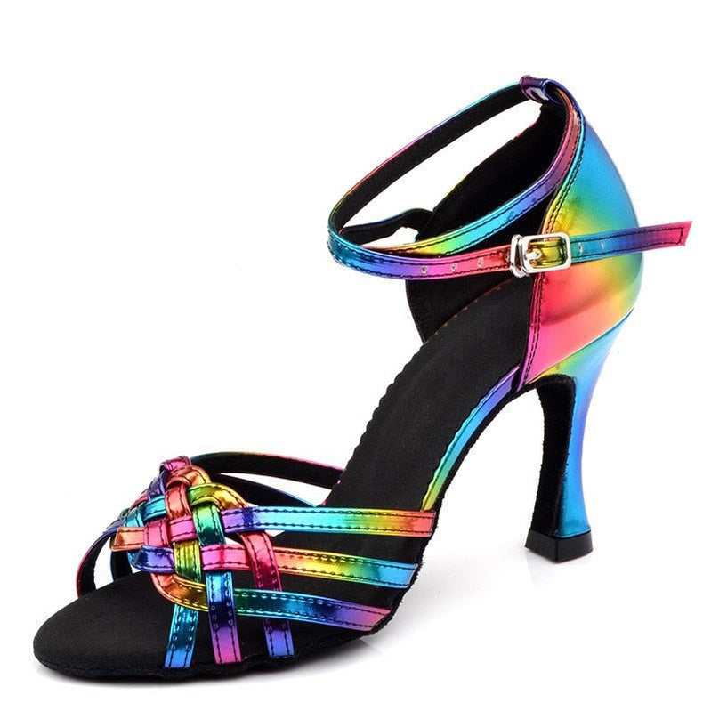 Colorful Latin Dance Shoes for Women Summer Sale Soft Bottom Indoor High Heels Sandals New Practice Wedding