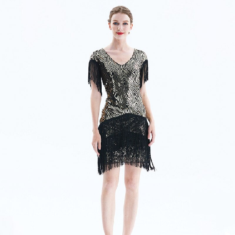 Summer Dress For Women 1920s Vintage Flapper Great Gatsby Fringe Beaded Dresses Prom Cocktail Prom Sequin Tassels Size S-3XL