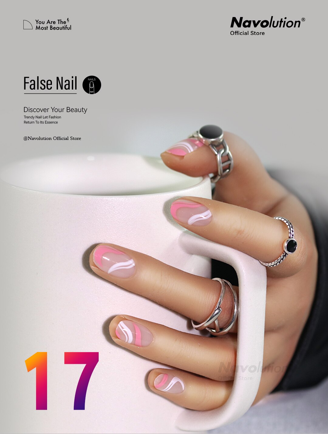 Navolution 24Pcs/Set DIY Manicure Wearable Fake Nails press on Detachable Finished Fingernails Ballet Square Head Almond Short 17