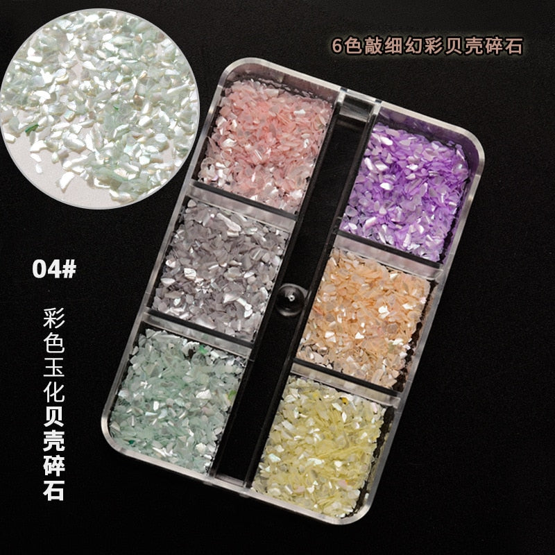 Nail Art Aurora Shell Flakes Abalone Nails Charms 3D Irregular Slice Shell Stone Sequins Nail Art Decoration Manicure Accessory ZB053-4