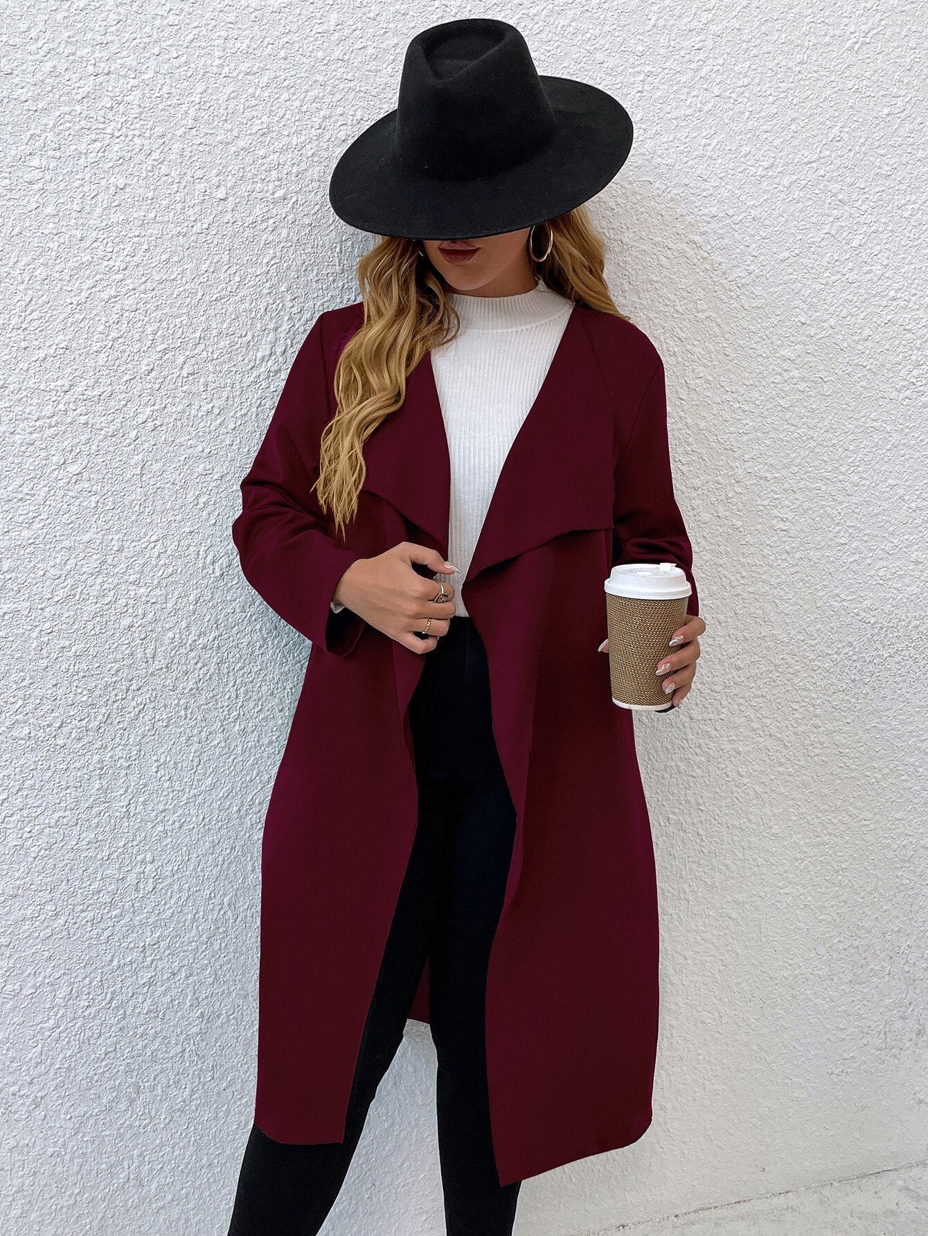 Women Autumn Jacket Large Plus Size 4XL Trench Coats Winter Solid Clothing Turn-down Collar Elegant Office Ladies Windbreak Fuchsia