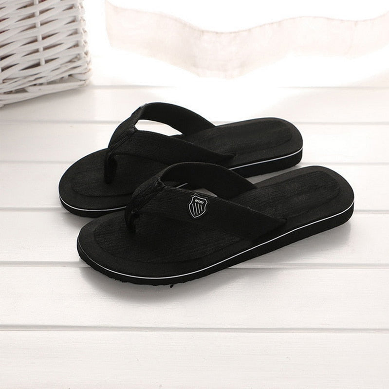Slippers Men Flip Flops Beach Sandals Non-slip Casual Flat Shoes Slippers Indoor House Shoes for Men Outdoor Slides Black