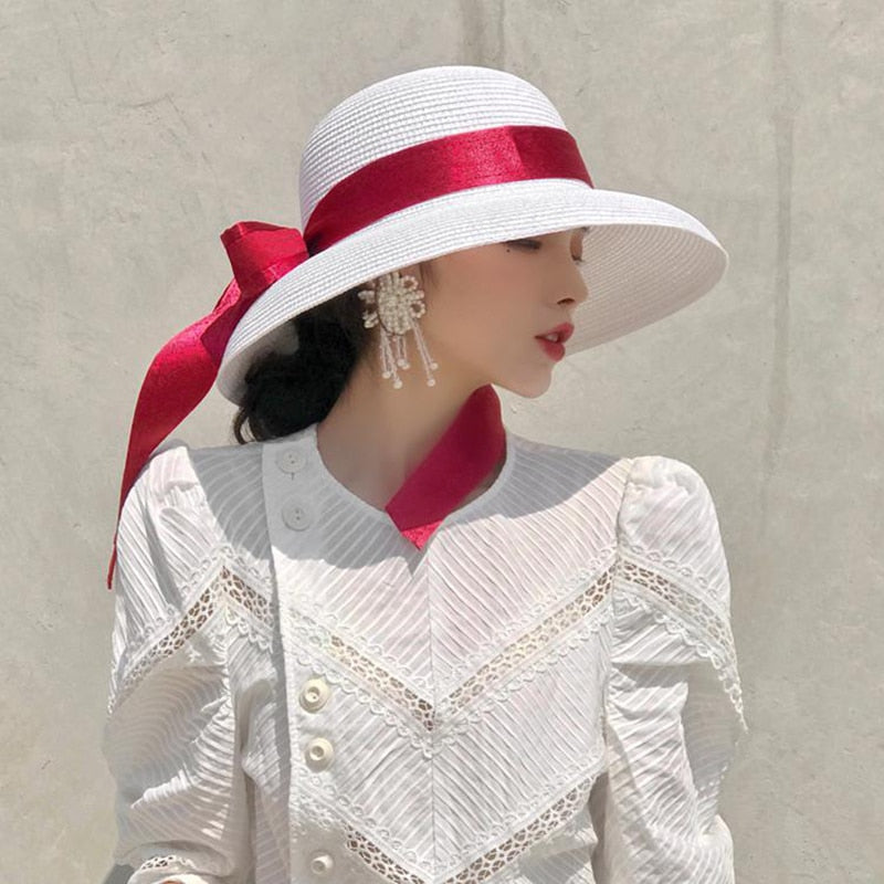 Topi musim panas baru topi matahari wanita lipat topi pantai besar -besaran bepergian tabir surya hepburn wind sun topi bepergian