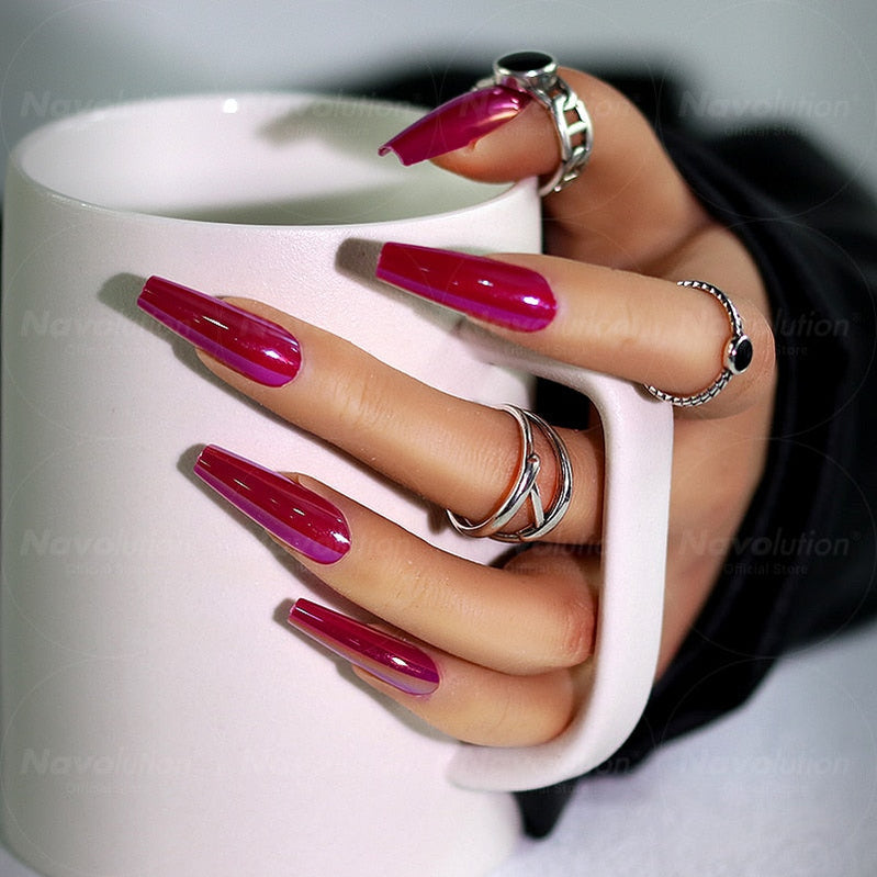 Navolution 24Pcs/Set DIY Manicure Wearable Fake Nails press on Detachable Finished Fingernails Ballet Square Head Almond Short 10