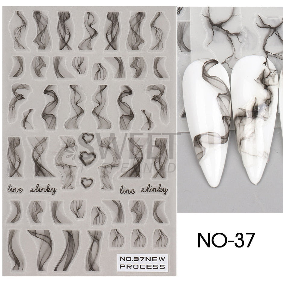 Snow Bird Winter Autumn Nail Art Stickers Maple Leaf Cotton Flower Fall Design Line Adhesive Sliders Manicure Decoration JINO-48 NO-37