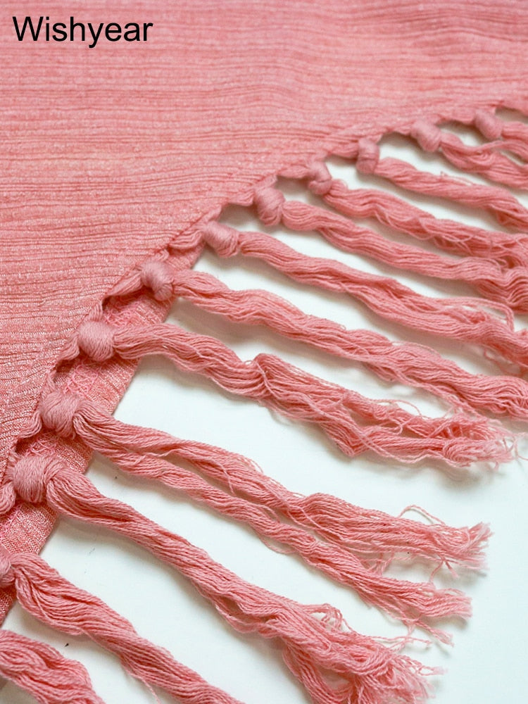 New In Fringe Tassel Long Sleeve Top and Pants Two Piece Set for Women Autumn Winter Birthday Party Club Night Outfit