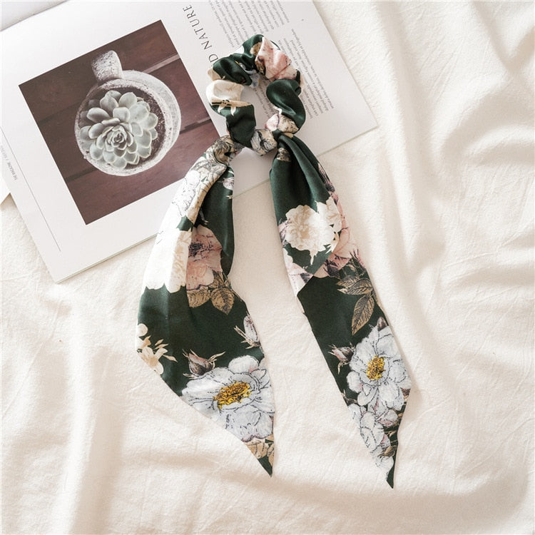 Chiffon Printing Flower Bandana Hair Scarf Headband for Women Vintage Long Ribbon Scrunchie Beach Bandanas Hair Accessories 51
