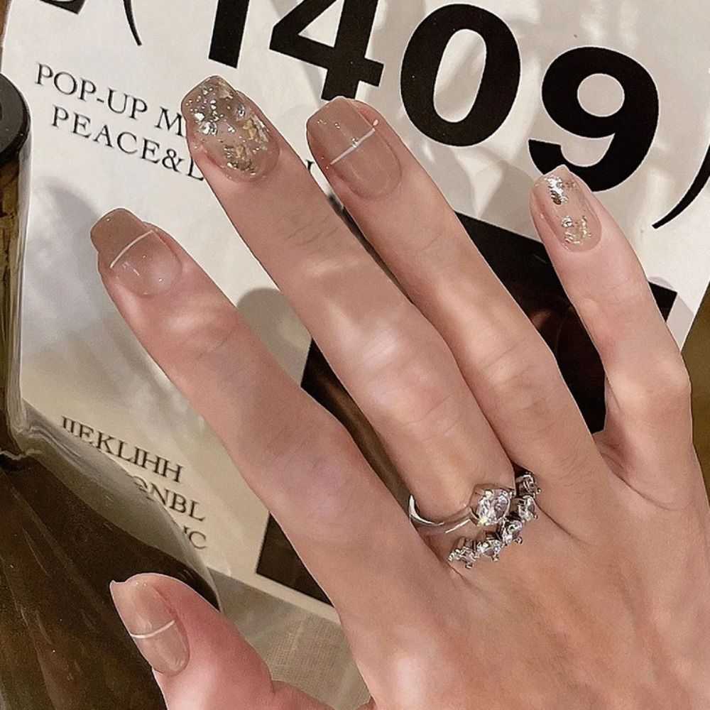 Summer False Nails Square Head Full Cover Nail Tips Detachable Fake Nails Press on Nails Manicure 24Pcs DIY Manicure 1