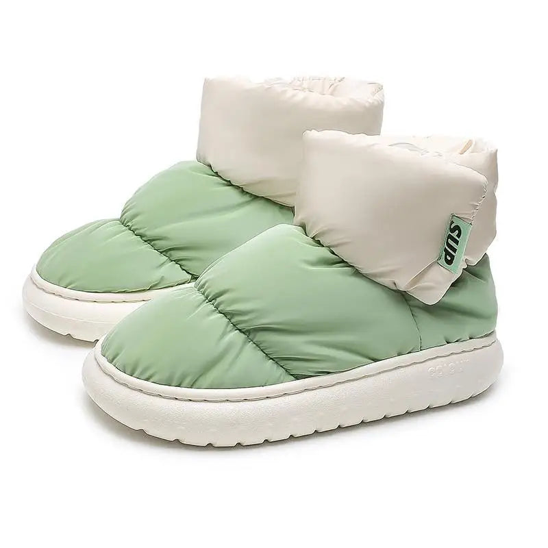 Ankle Boot Woman Winter Platform Warm Fur Shoes for Female Rainproof Cloth Comfortable Soft Plush Chunky Women's Snow Boot Green2