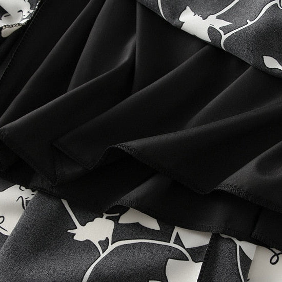 Willow Flower Chiffon Floral A- line Skirt Women's Spring Summer 2023 New High Waist Printed Long Skirt Female