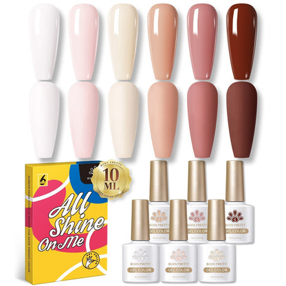 BORN PRETTY 10ml Nude Pink Gel 6PCS Nail Polish Set Milky Jelly Pink Transparent Serise Soak Off UV LED Nail Gel Varnish Kit