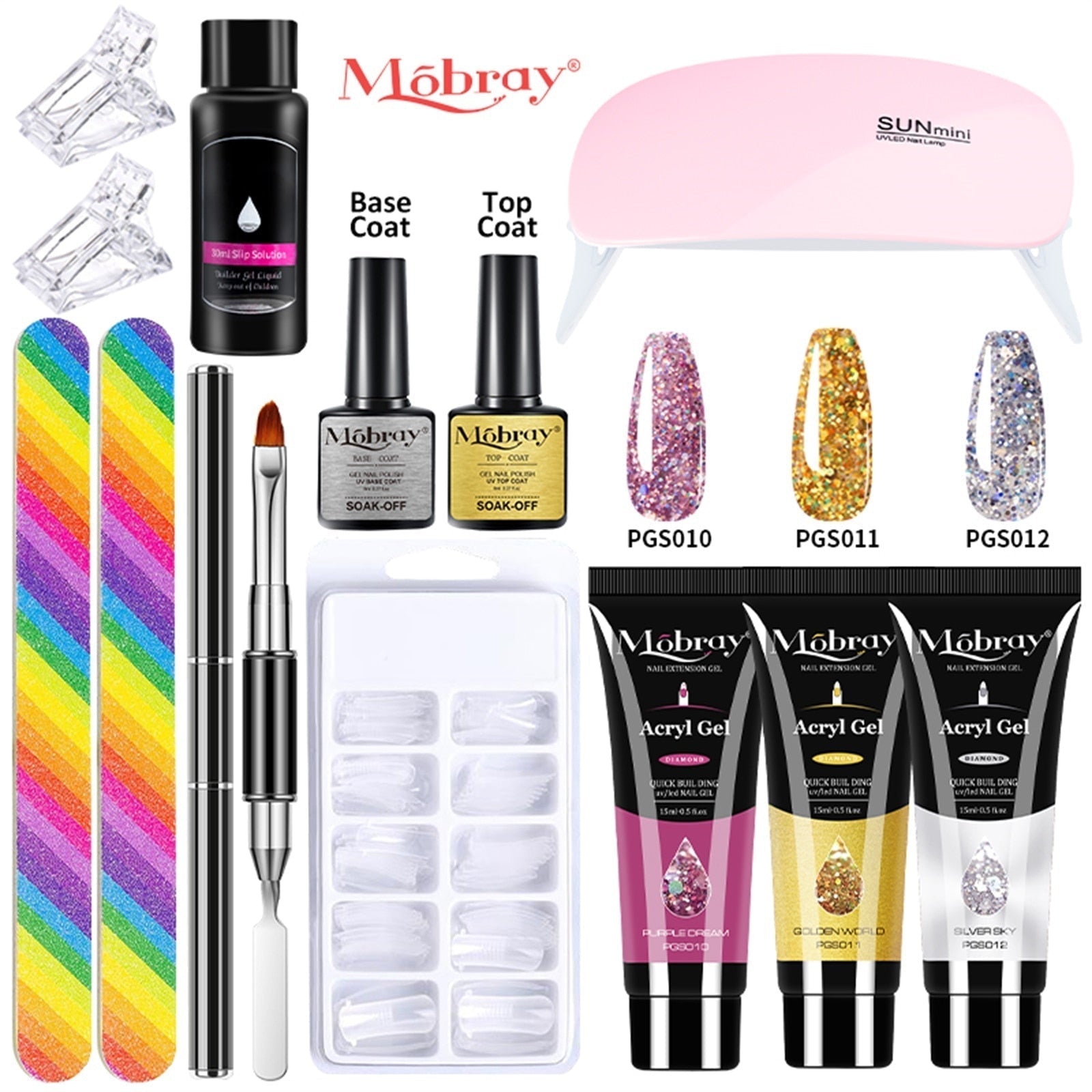 Mobray Poly Nail Gel Set Manicure Set Gel Cuticle Pusher Finger Extend Mold Nail Kit All For Quick Extension Manicure Set 13pcs-set-8