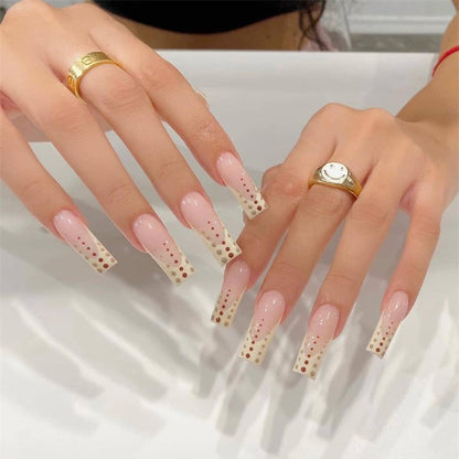 24Pcs/Box White French Fake Nails Press on Long XL Length Rhinestone Design False Nails Full Cover Acrylic Nail Tips
