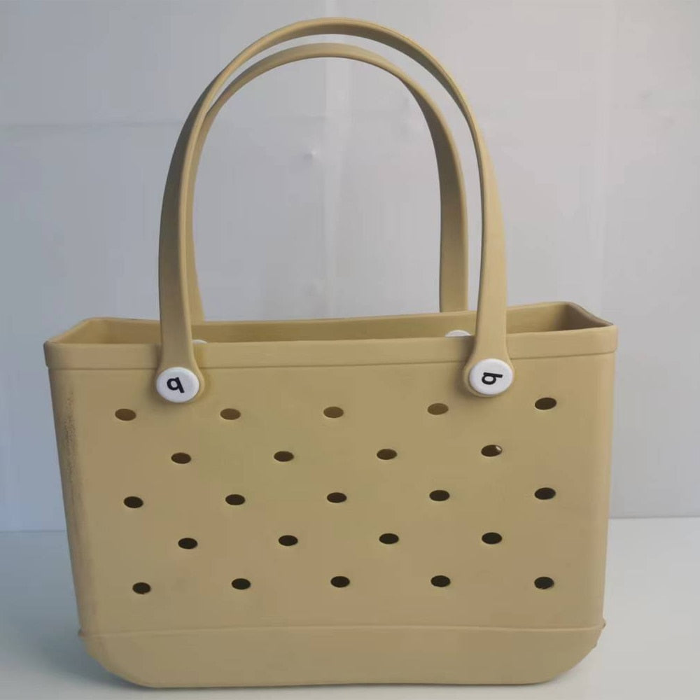 Rubber Beach Bags Waterproof Sandproof Large Size Outdoor EVA Portable Travel Bags Washable Tote Bag For Beach Sports Market Dark Khaki