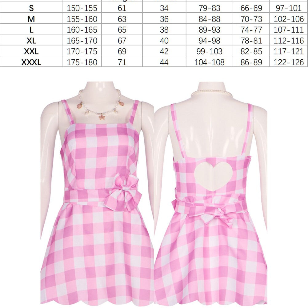 Margot Cosplay Pink Plaid Dress Up Hat Women Costume Movie Roleplay Fantasia Halloween Party Clothes For Disguise F