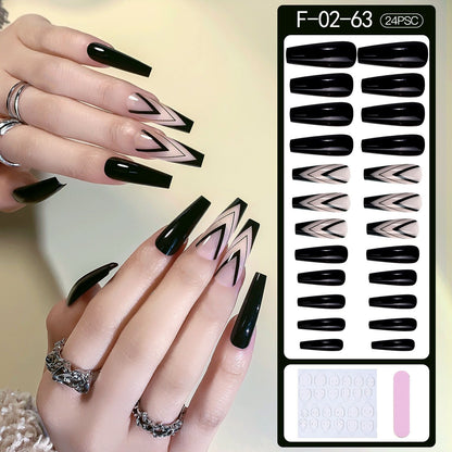 Fake Nails Heart Pattern Full Cover Fake Nails DIY Glue Press On Nails Nail Supplies For Professionals