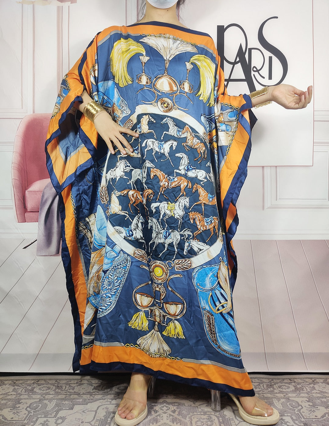 Kuwait Fashion - 2023 Summer Boho Loose Silk Kaftan Maxi Dress Oversized African Muslim Lady Abaya