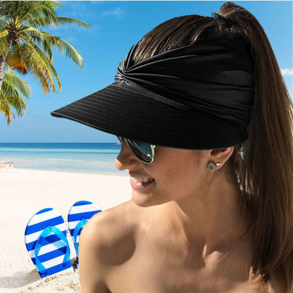 Aettechgd New Women's Summer Hat Outdoor UV Protection Sun Visor Hat Empty Top Hat Travel Seaside Beach Hat Sunscreen