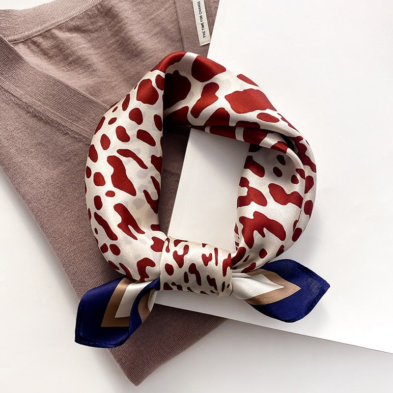 Fashion Designer Print 100% Natural Silk Square Scarves Women Hairband Neck Foulard Female Small Kerchief Bandana New FZ83-3 53cm real silk