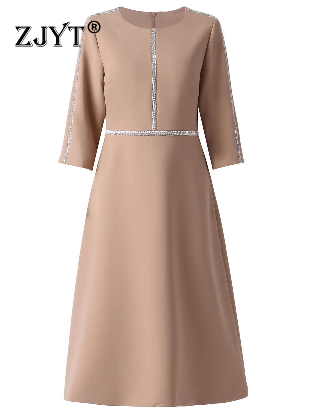 Autumn Fashion Beading Party Formal Occasion Dresses for Women Elegant Christmas Red Midi Vestidos Fiesta Aline Robe khaki