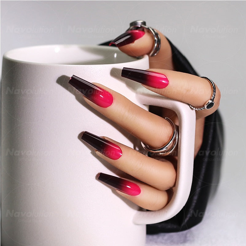 Navolution 24Pcs/Set DIY Manicure Wearable Fake Nails press on Detachable Finished Fingernails Ballet Square Head Almond Short