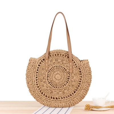 Round Straw Bags for Women Rattan Bag Handmade Woven Beach CrossBody Bag Female Message Handbag Totes