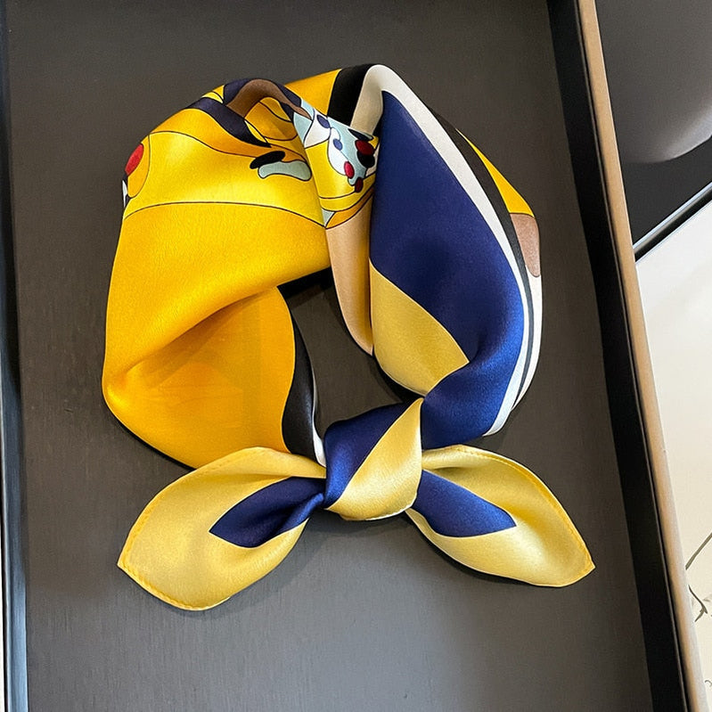 53cm Real Silk Nature Scarf Women Neckerchief Foulard Bandana Small Hairbands Fashion Floral Neck Ties for Office Lady New ZS-292 53x53cm