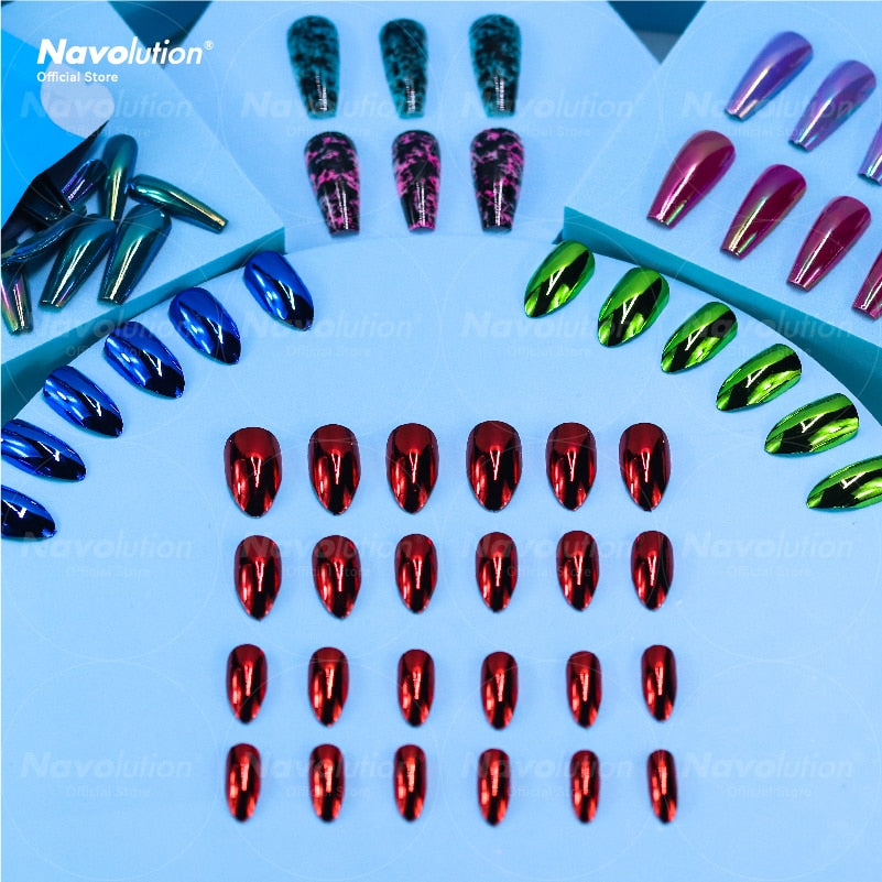 Navolution 24Pcs/Set DIY Manicure Wearable Fake Nails press on Detachable Finished Fingernails Ballet Square Head Almond Short