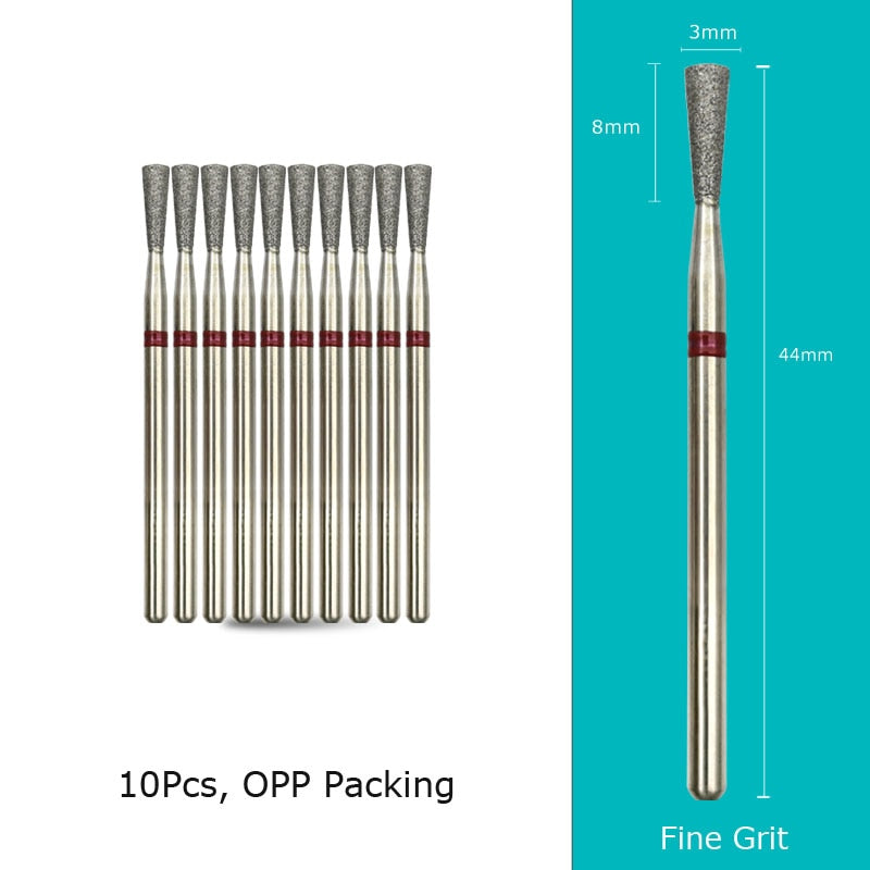 HYTOOS 10pcs/Set Nail Drill Bits Diamond Cutters for Manicure Cuticle Burr Milling Cutter for Pedicure Nails Accessories Tools N0308D-F(D)