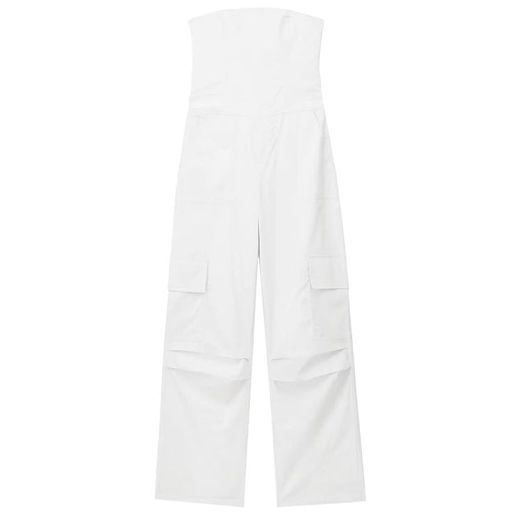 Female Jumpsuit With Pockets Long Jumpsuit Woman Spring Summer Sleeveless Cargo Jumpsuits For Women Outfit baise