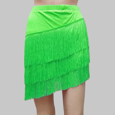 Latin Dance Skirt Sexy Women Chacha Samba Tango Layers Tassels Fringes Dresses Competition Performamnce Salsa Lady Latin Costume Green