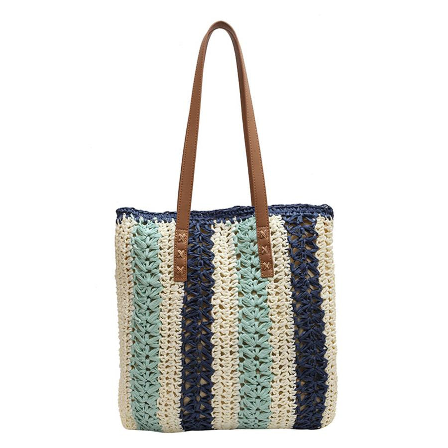 Casual Large Capacity Straw Woven Tote Shoulder Bags For Women Luxury Designer Beach Ladies Handbags