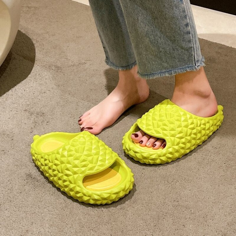 BEVERGREEN Funny Durian Design Women Slippers Summer Thick Bottom Platform Slides Outdoor Soft Non Slip Bathroom Shoes