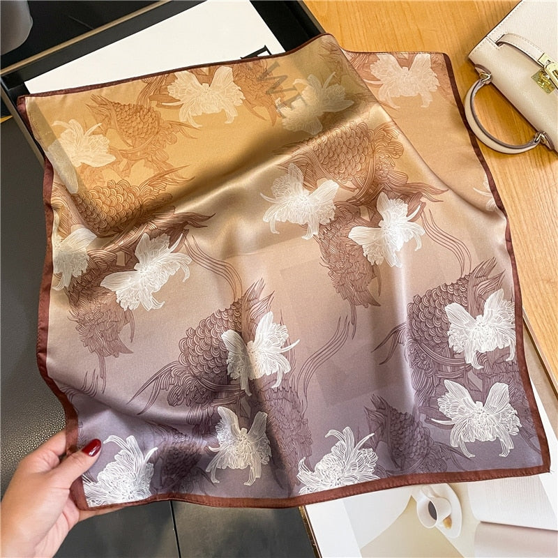 Classice 100% Silk Square Scarf Women Print Stripe Hair Band Wrist Foulard England Style Neckerchief Bandana Echarpe FZ219-1