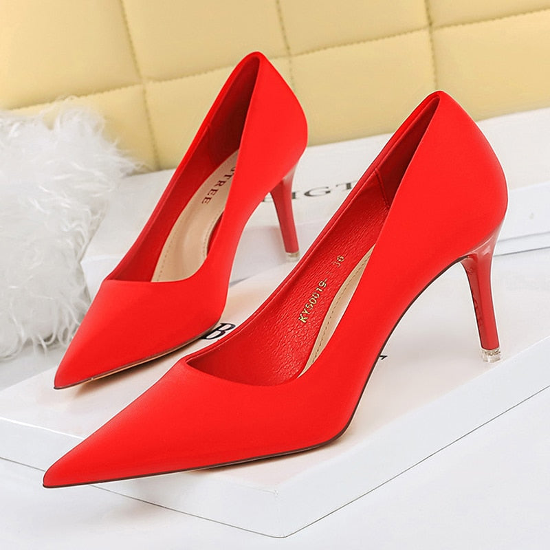 BIGTREE Shoes Satin Women Pumps New Purple High Heels Fashion Women Shoes Stiletto Luxury Noble Party Shoes Women Heels red-7.5cm