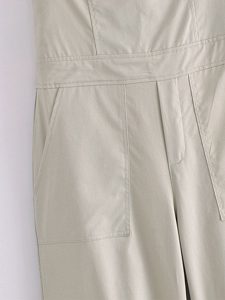 Female Jumpsuit With Pockets Long Jumpsuit Woman Spring Summer Sleeveless Cargo Jumpsuits For Women Outfit