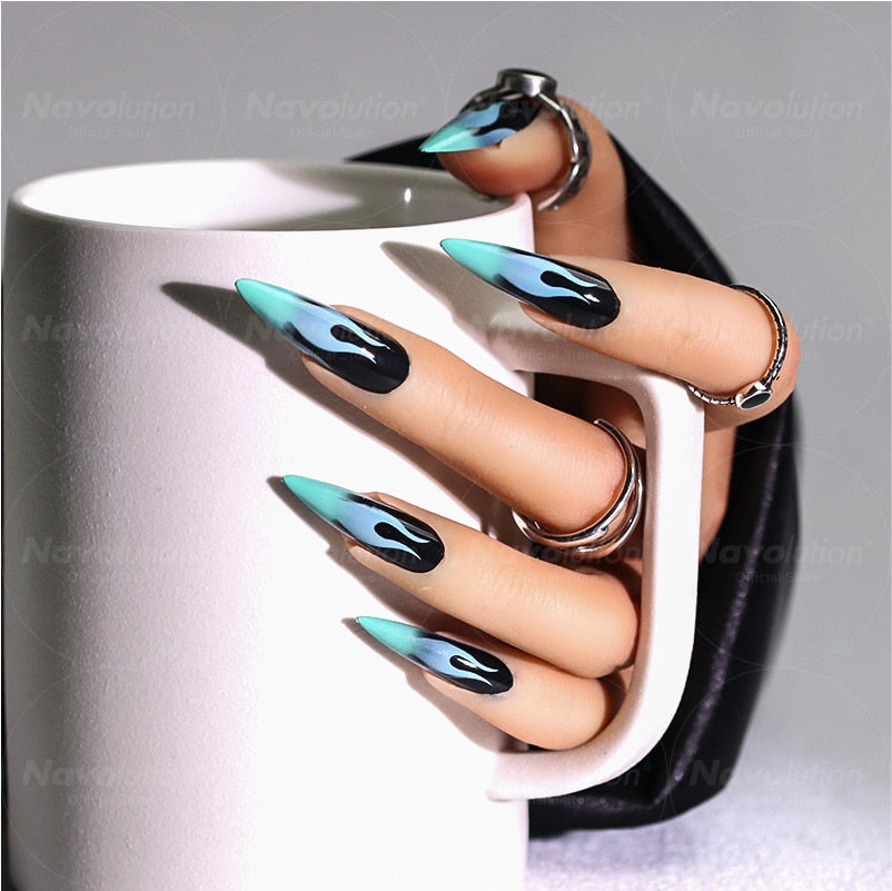 Navolution 24Pcs/Set DIY Manicure Wearable Fake Nails press on Detachable Finished Fingernails Ballet Square Head Almond Short
