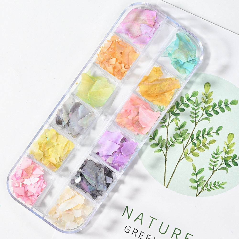 Nail Art Aurora Shell Flakes Abalone Nails Charms 3D Irregular Slice Shell Stone Sequins Nail Art Decoration Manicure Accessory PH036