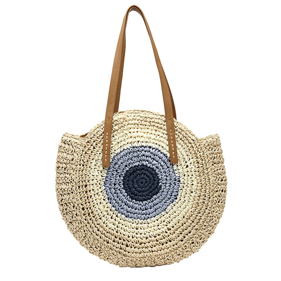 Summer Straw Handbag Wooden Handle Large Capacity Paper Rope Woven Straw Bag New Fashion Summer Vacation Travel Beach Bag beige21