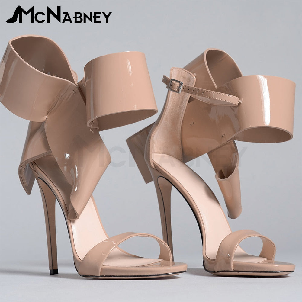 Satin Butterfly Knot High Heels Stiletto Pointed Toe Sandals Luxury Style Shoes Fashion High Heels Shiny Rhinestone Sandals Sale Leather-Pink