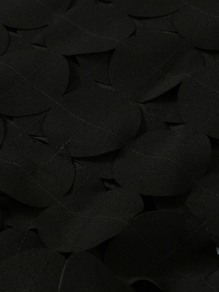 [EAM] High Waist Black Hollow Out Tassels Long Slit Elegant Half-body Skirt Women Fashion Tide New Spring Autumn 2023 1DE9035