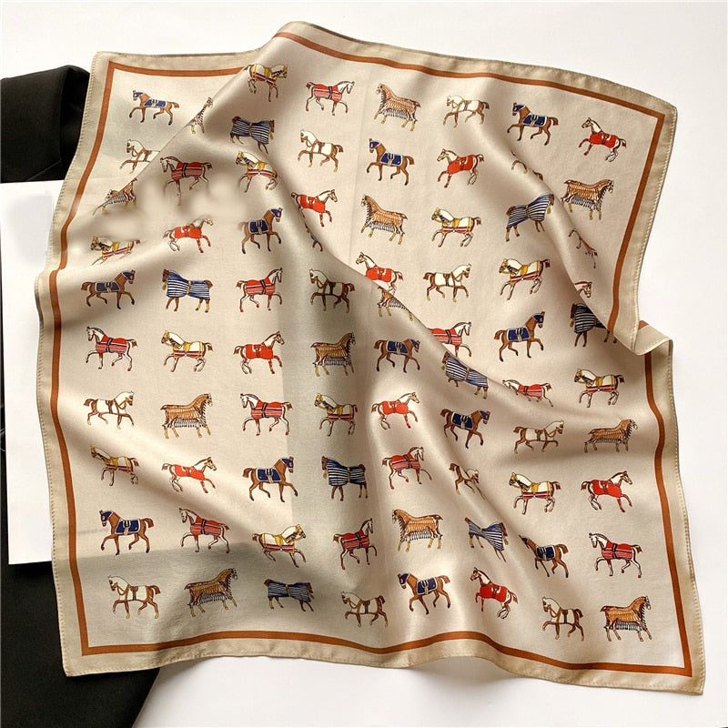 Classice 100% Silk Square Scarf Women Print Stripe Hair Band Wrist Foulard England Style Neckerchief Bandana Echarpe FZ175-4