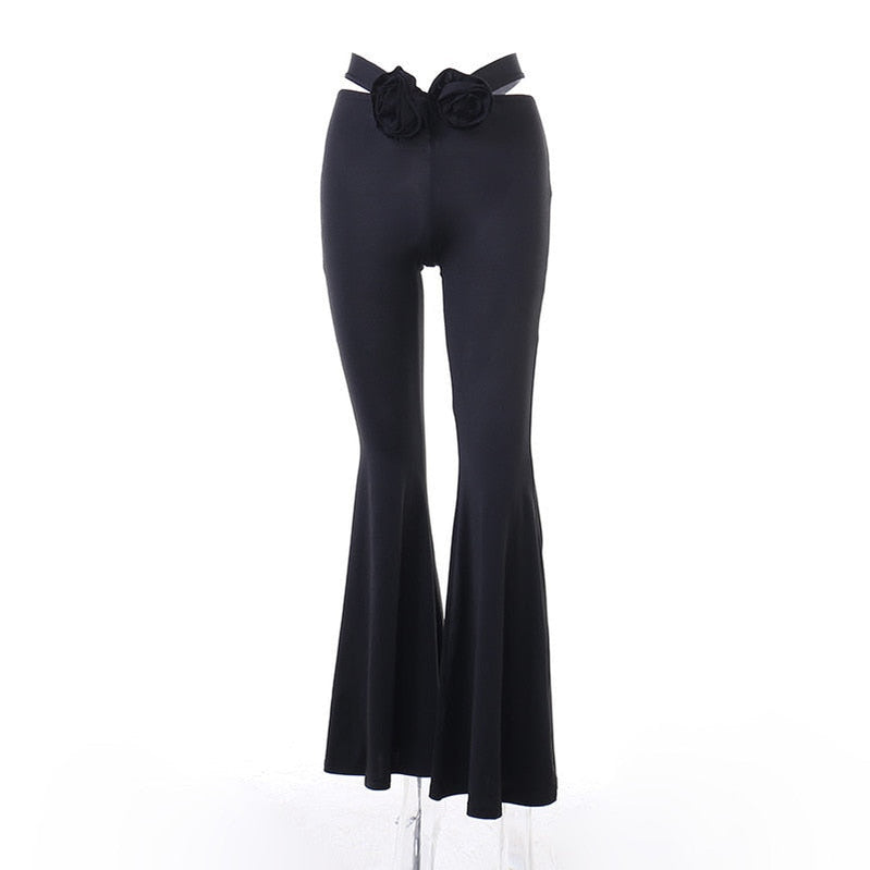 Mozision Rose Flower Sexy Crop Top Women Corset Summer Off-shoulder Sleeveless Ruched Tank Tops Bustier Ladies Short Tops Vest Black Pants