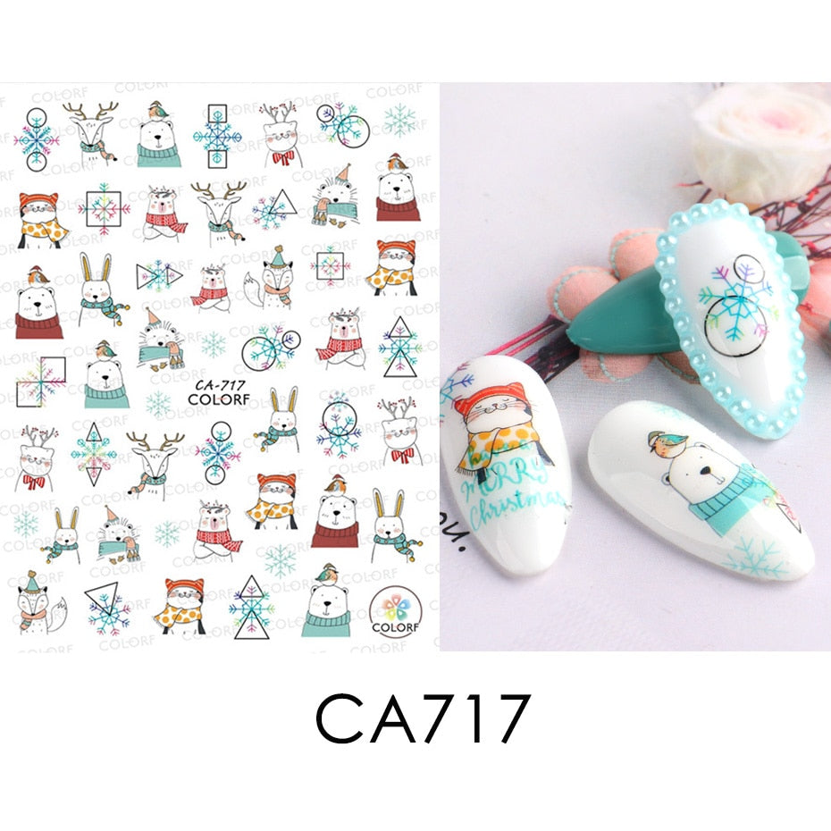 Snow Bird Winter Autumn Nail Art Stickers Maple Leaf Cotton Flower Fall Design Line Adhesive Sliders Manicure Decoration JINO-48 CA717