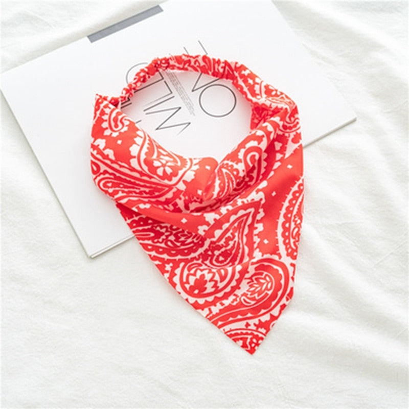 Chiffon Printing Flower Bandana Hair Scarf Headband for Women Vintage Long Ribbon Scrunchie Beach Bandanas Hair Accessories 25