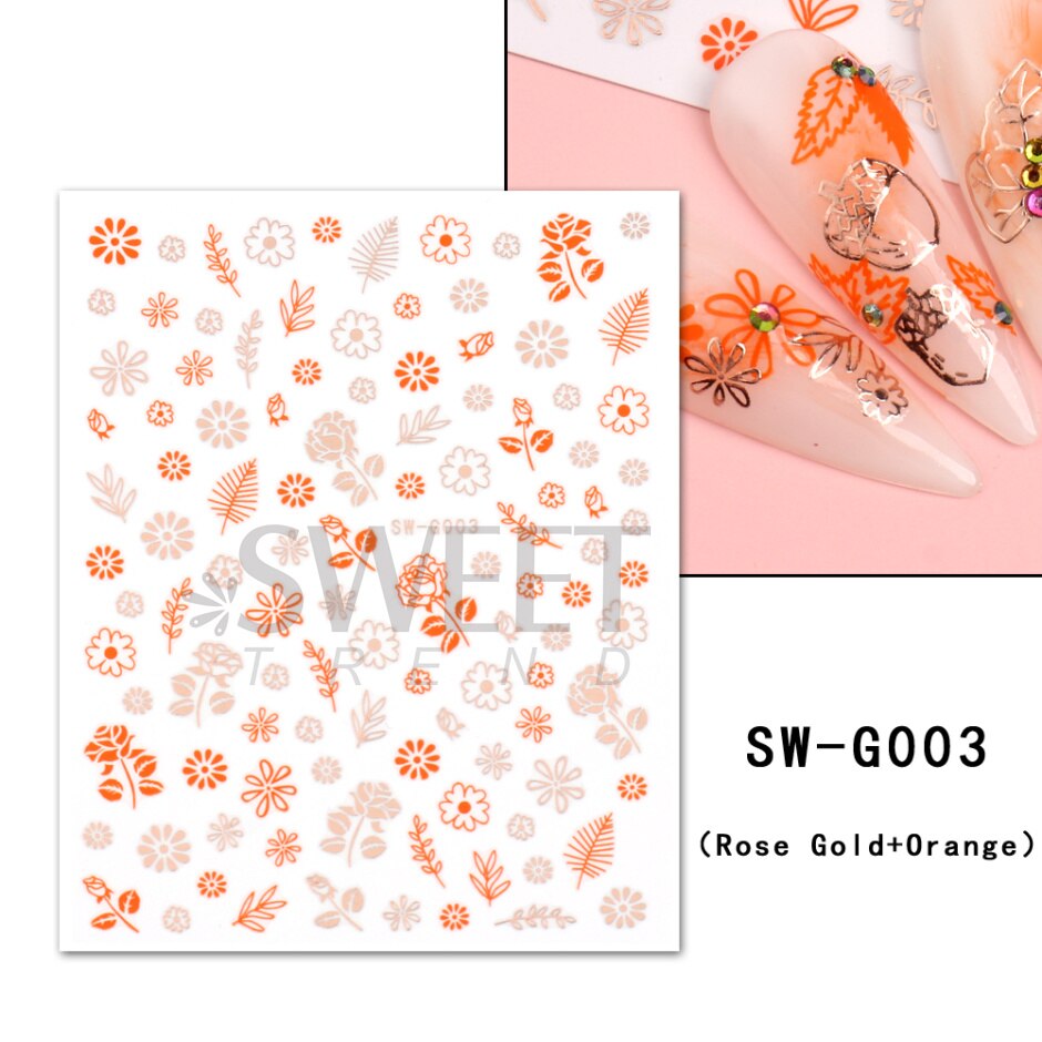 Snow Bird Winter Autumn Nail Art Stickers Maple Leaf Cotton Flower Fall Design Line Adhesive Sliders Manicure Decoration JINO-48 SW-G003