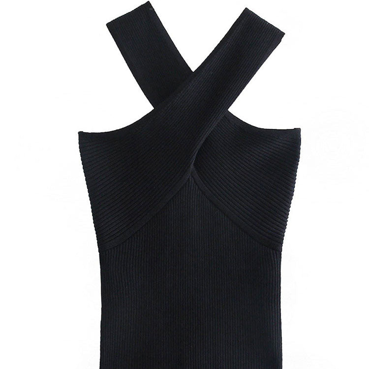 Fashion Women Summer Solid Vest Sleeveless Shirt Muje Knitted Tops Casual Blouses Y2K Crop Cami Top Black