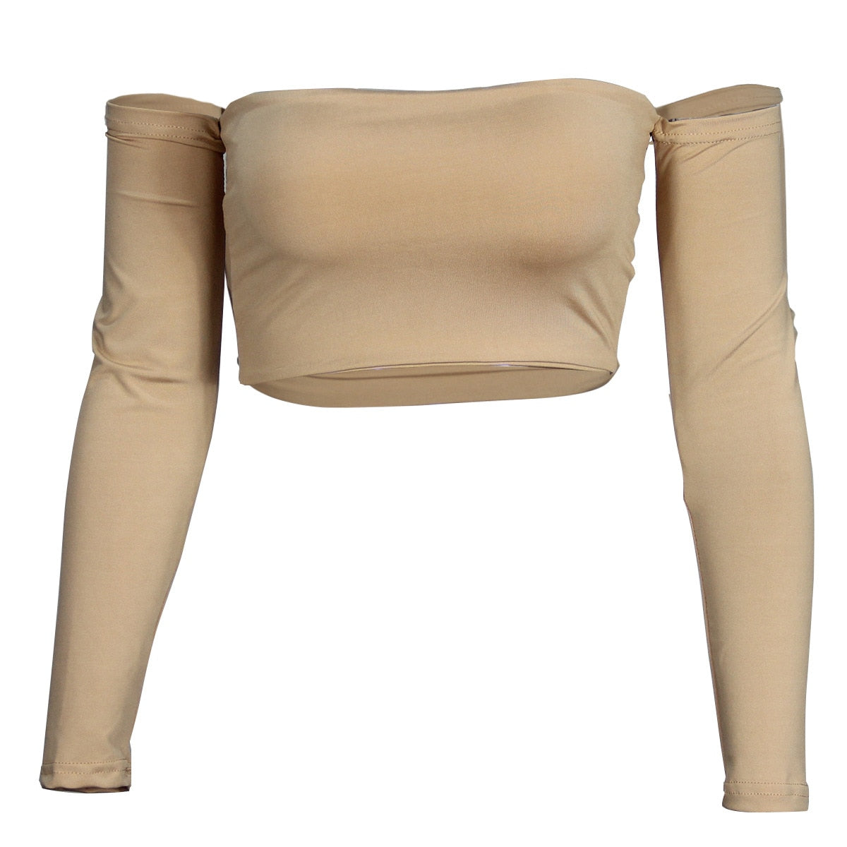 Slash Neck Crop Top Women Summer Casual T Shirt Basic Sexy Streetwear Long Sleeve Tops Autumn Solid Bodycon Fashion Tops 2023